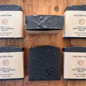 Long Black Soap Bar – handmade natural coffee soap with gentle exfoliation for face and body